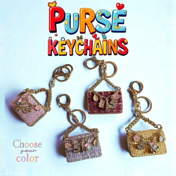 Colorful Purse Keychains Choose Your Color - Picture 1 of 6